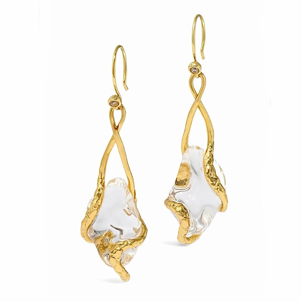 Alexis Bittar Liquid Vine Lucite Suspended Raindrop Wire Earrings
